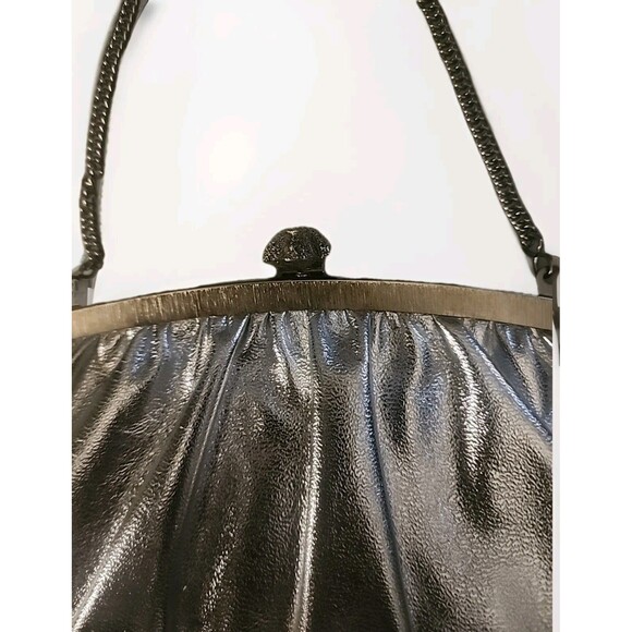 VTG Harry Levine HL Cocktail Clutch Silver Lamé‎ Metallic Chain - Picture 6 of 10